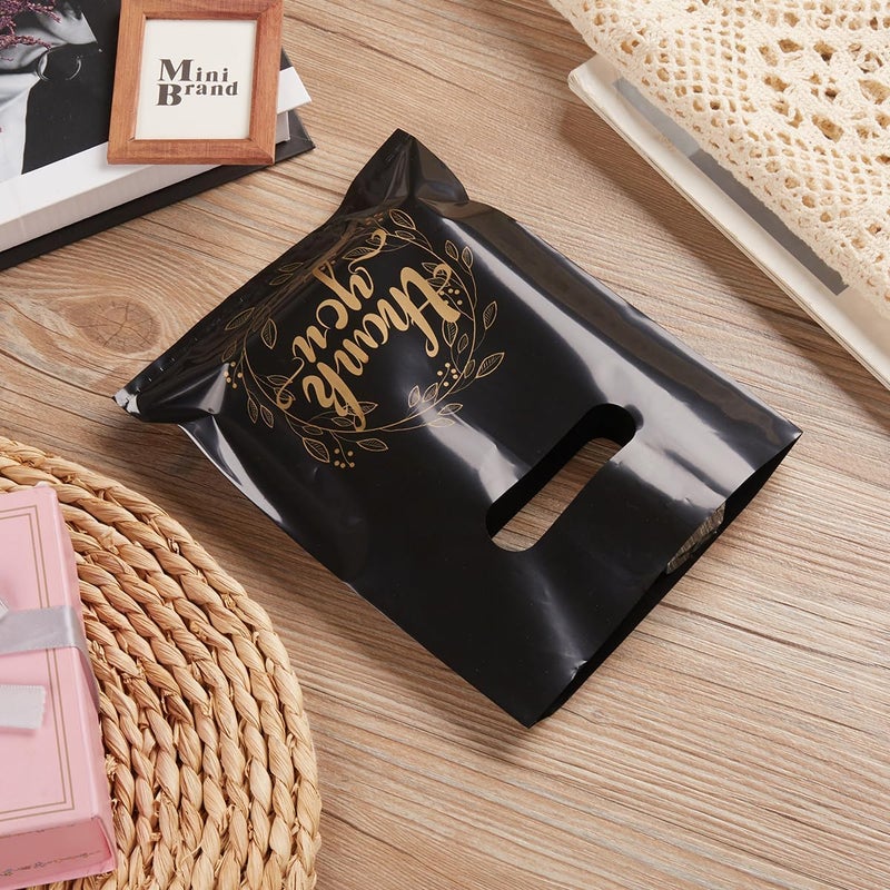 Wishop 100-Piece Black Thank You Gift Bags - Party Favors (6.3x7.9 Inches) - Image 3
